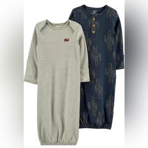 (2) CARTERS NB boys sleep gowns